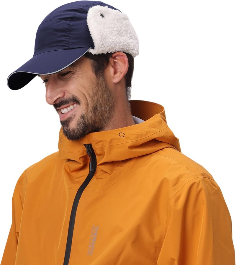 Connectyle Winter Earflap Hat for Men Women Sherpa-Lined Baseball Cap Water-Resistant Reflective Adjustable Sports Hat - Image 2